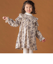 【店舗限定】花柄コールテンフリルワンピース(95~150cm)