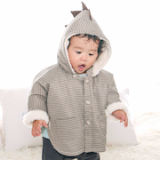 チェック恐竜フードマント(70~90cm)