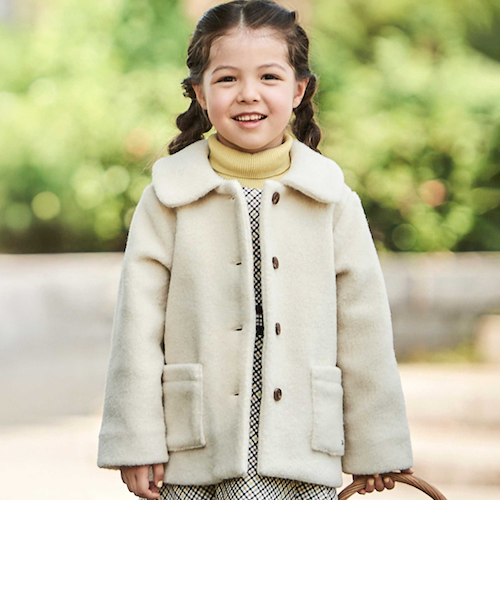 丸襟ボアショートコート(90~150cm)｜ベベ オンライン ストアの