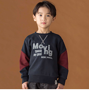 【店舗限定】裏毛配色切り替えフロッキープリントトレーナー(95~160cm)
