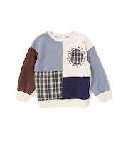 【お揃い】はたらくくるままんまるポケットチェック切り替えトレーナー(80~130cm)