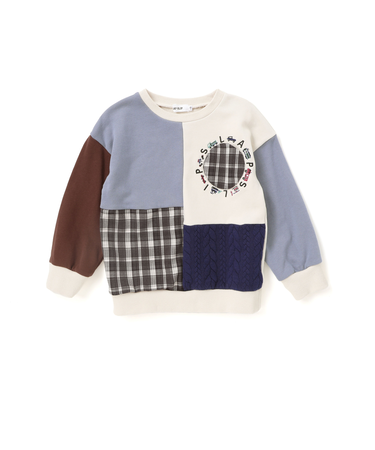 【お揃い】はたらくくるままんまるポケットチェック切り替えトレーナー(80~130cm)