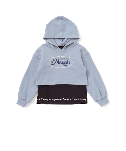 裏毛ラインストーンロゴトレーナーｘ天竺Tシャツセット(110~150cm)