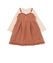 ハート音符刺しゅうポコポコキルトドッキングワンピース(80~130cm)