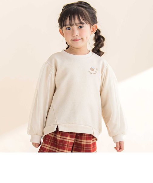 ラメ裏毛チュール袖トレーナー(80~130cm)