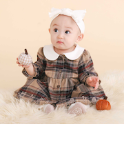 【お揃い】チェックワンピース+シンプルレギンス2点セット(70~80cm)