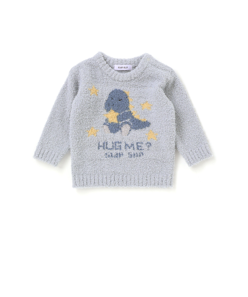 【お揃い】アニマルウサギ恐竜もこもこパッチニットトップス(70~80cm)