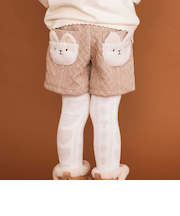 ウサギネコアニマルふわふわボアポケットケーブルニットショートパンツ(90~130cm)