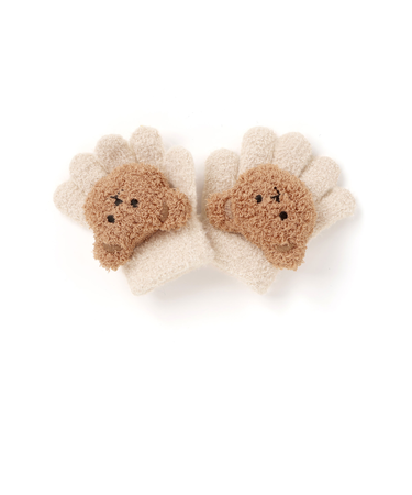 クマさんフェイス付きもこもこ手袋