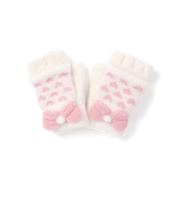 ミトン指なし2WAYハートいっぱいリボン手袋