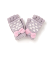 ミトン指なし2WAYハートいっぱいリボン手袋