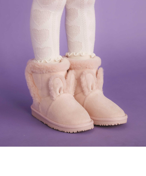 ウサギクマアニマル耳付きムートンブーツ(15~18cm)