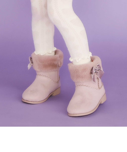 切り替えスカラップリボンビジュームートンブーツ(15~20cm)