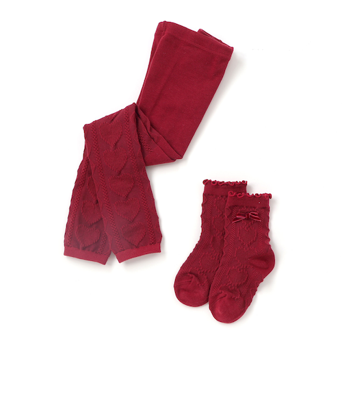 ハート柄レギンス＆ソックス2点セット(70~130cm)｜ベベ