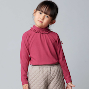 【日本製】ミップスウェードフリルハイネックTシャツ(80~150cm)