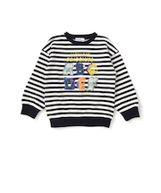 無地ボーダーいろんな恐竜刺しゅうトレーナー(80~130cm)