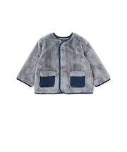 ボア裏ボーダーノーカラーコート(90~100cm)