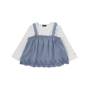 シャツコールビスチェ+ドット長袖Tシャツセット(90~100cm)