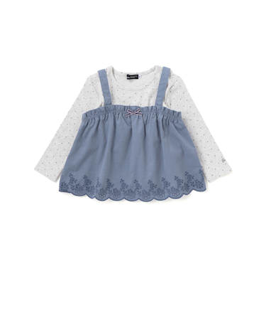 シャツコールビスチェ+ドット長袖Tシャツセット(90~100cm)