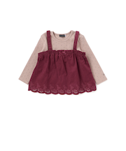 シャツコールビスチェ+ドット長袖Tシャツセット(90~100cm)