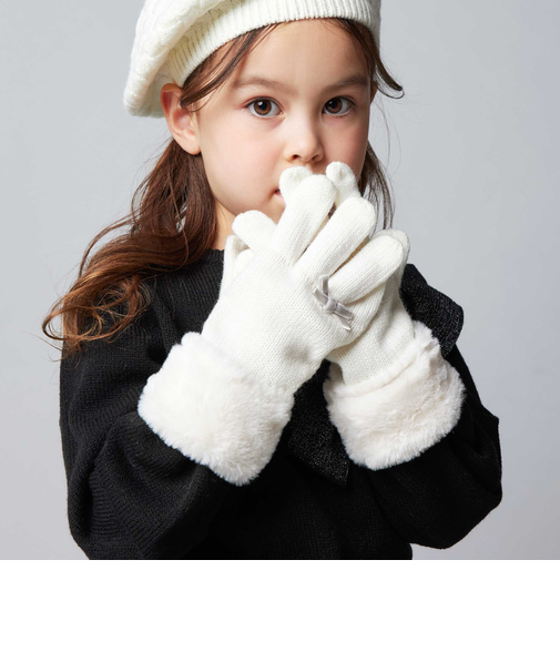 【お揃い】リボンニット手袋