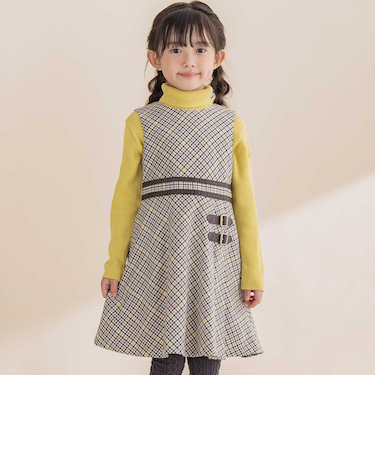 【お揃い】TRチェックパイピングベルトジャンパースカート(100~150cm)