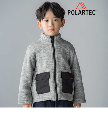 【POLARTEC(ポーラテック)】アウトポケットメランジジップブルゾン(100~150cm)