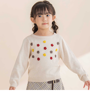 かぎ針花モチーフニットプルオーバー(100~140cm)