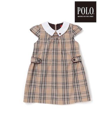 【POLO BCS(ポロ・ビーシーエス)×SLAP SLIPコラボ】【お揃い】襟付きスモッキング腰タブチェックジャンパースカート(80~130cm)