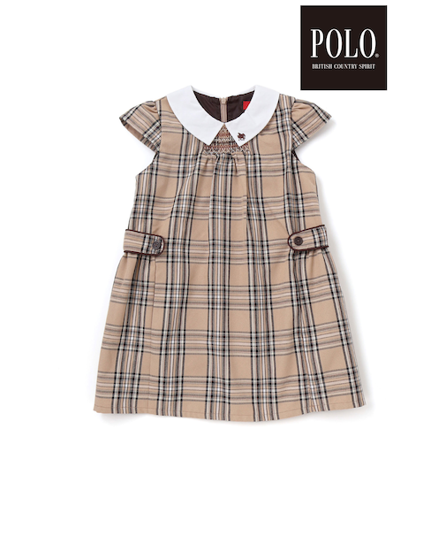 【POLO BCS(ポロ・ビーシーエス)×SLAP SLIPコラボ】【お揃い】襟付きスモッキング腰タブチェックジャンパースカート(80~130cm)