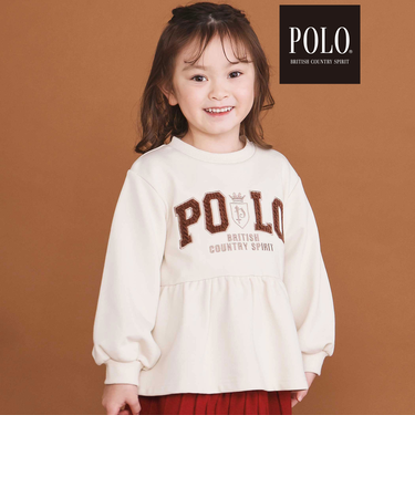 【POLO BCS(ポロ・ビーシーエス)×SLAP SLIPコラボ】ふわふわサガラ刺しゅう裾フレア長袖トレーナー(80~130cm)