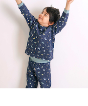 【スララク/腹巻き一体型】みんな快眠!長袖みんみんキルティングパジャマ 上下セット(80~130cm)