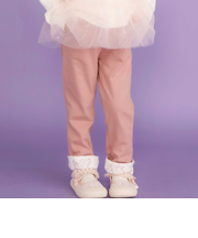 裏微起毛キーチャーム風モチーフ刺しゅう付き折り返しレースパンツ(80~130cm)