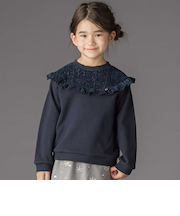 ラメ起毛切り替え裏毛トレーナー(95~150cm)