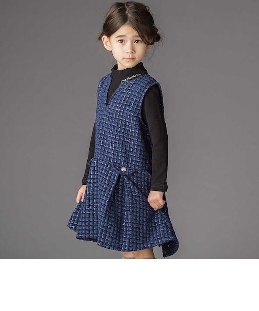 Aラインニットツイードジャンパースカート(95~150cm)