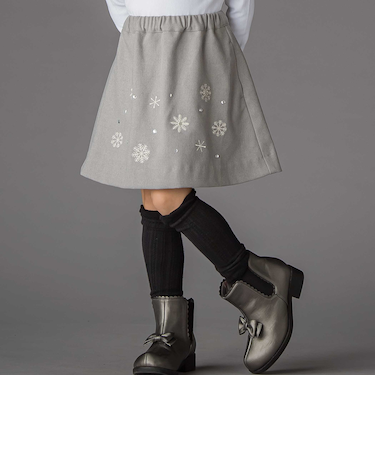 雪刺しゅう+ラインストーンスカート(100~150cm)