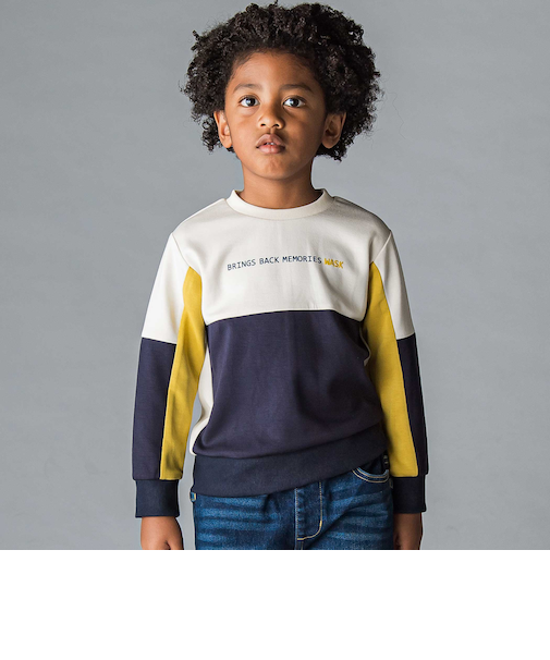 ロゴプリント配色トレーナー(110~160cm)