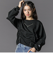 膨れジャガードﾄドロストトップス(130~160cm)