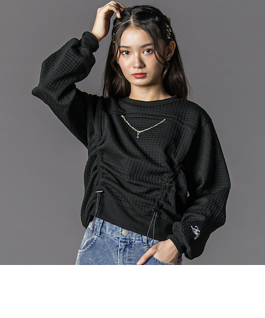 膨れジャガードﾄドロストトップス(130~160cm)