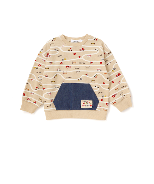 デニムカンガルーポケット付きトレーナー(80~130cm)