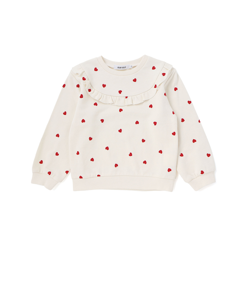 ハート総柄フリル付きガーリートレーナー(80~130cm)