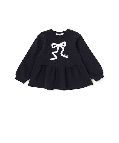 レースリボン付きペプラムトレーナー(80~130cm)