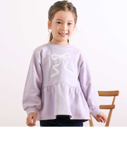 レースリボン付きペプラムトレーナー(80~130cm)