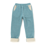 消防車恐竜おしりパッチ折り返し裾チェックロングパンツ(80~130cm)