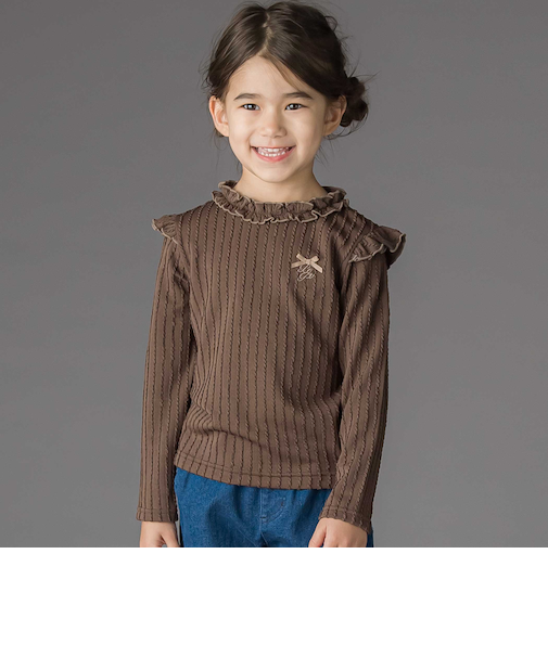 【店舗限定】メロウフリル立体リブ長袖Tシャツ(95~150cm)