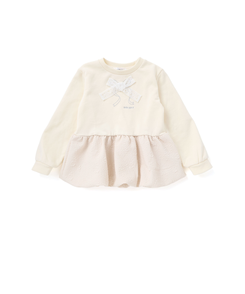 【店舗限定】裏毛ジャガード切り替えリボントレーナー(95~150cm)