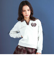 ロゴバッチ裏起毛裏毛ラガーシャツ(110~150cm)