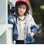 【撥水加工】アイスバーグプリントフード中綿コート(90~150cm)