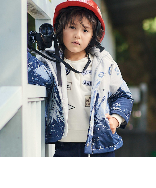 【撥水加工】アイスバーグプリントフード中綿コート(90~150cm)