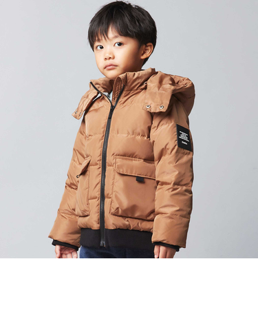 【撥水加工】タフタフラップポケットフードダウンコート(95~150cm)